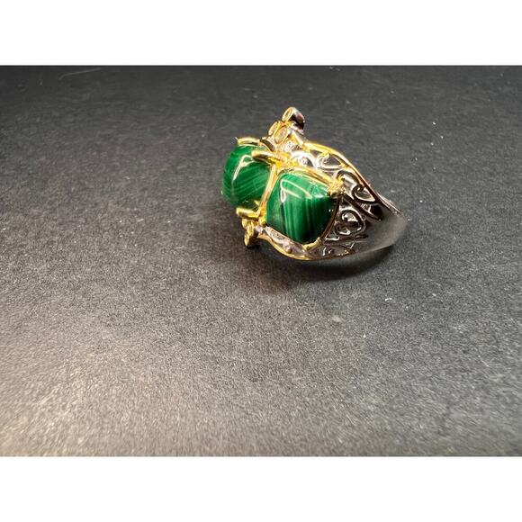 NEW Malachite two toned ring in sterling silver size 7 - Picture 11 of 16